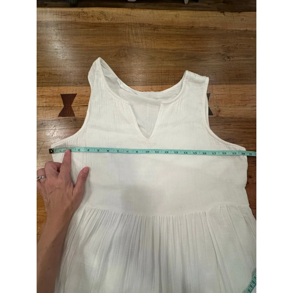 Boho Chic White Cotton Gauze Tiered Maxi Dress XL - Picture 7 of 11